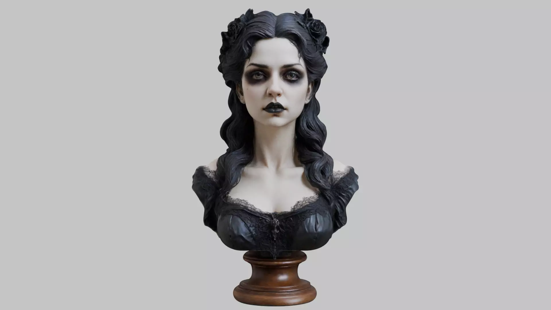 Beautiful Gothic Woman Girl female bust Low-poly 3D model_0