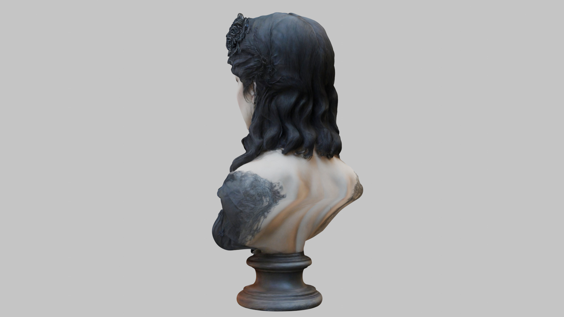 Beautiful Gothic Woman Girl female bust Low-poly 3D model_2