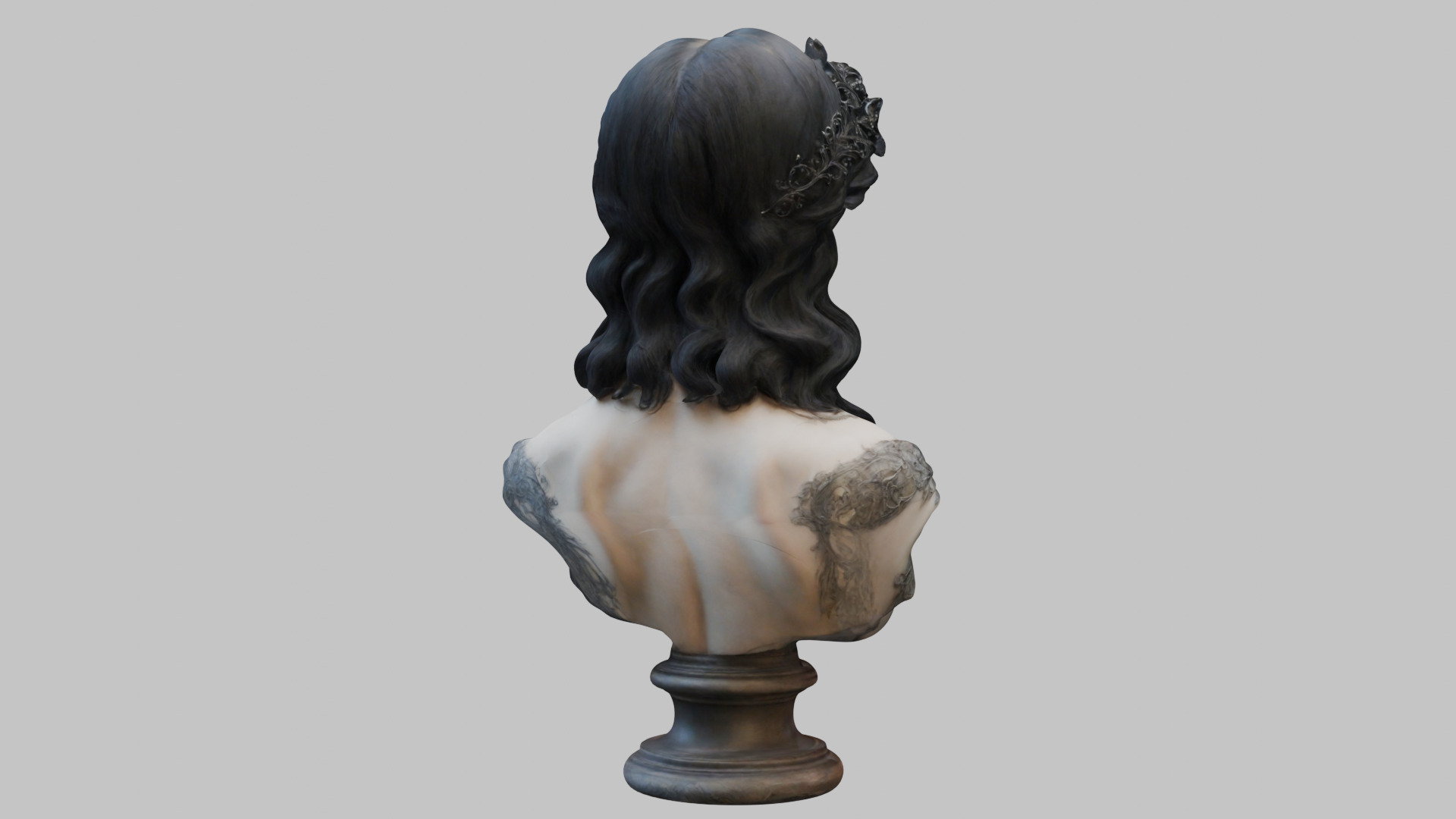 Beautiful Gothic Woman Girl female bust Low-poly 3D model_14