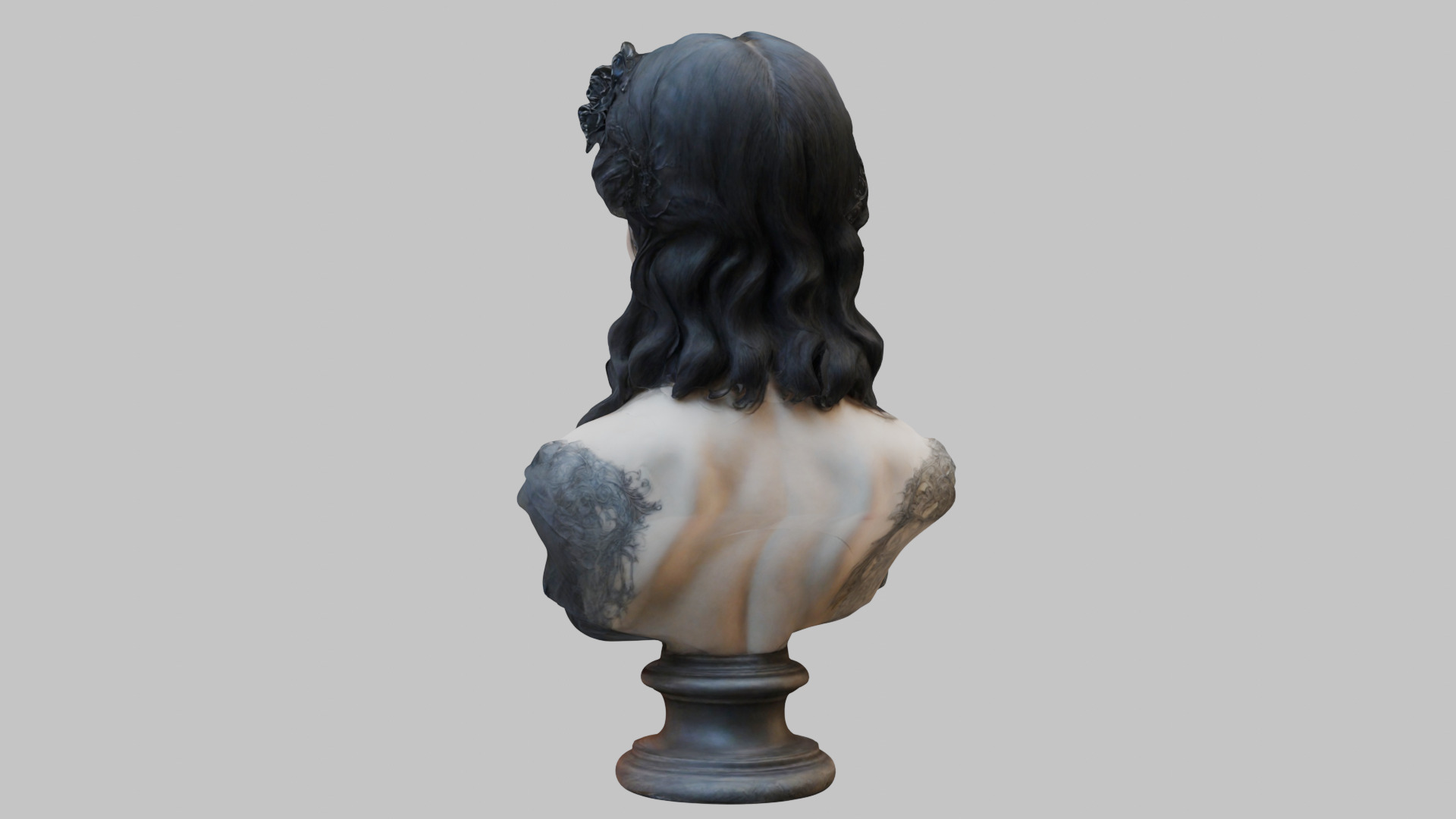 Beautiful Gothic Woman Girl female bust Low-poly 3D model_17