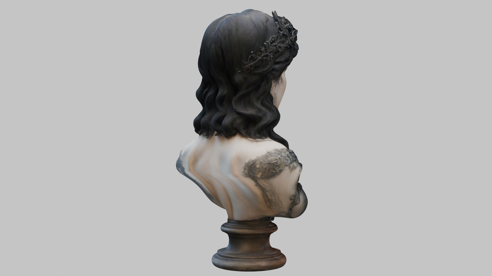 Beautiful Gothic Woman Girl female bust Low-poly 3D model_29