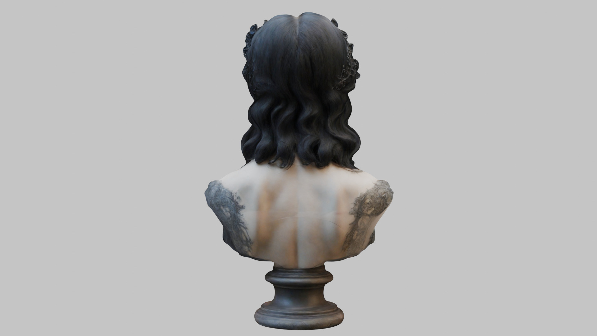 Beautiful Gothic Woman Girl female bust Low-poly 3D model_31