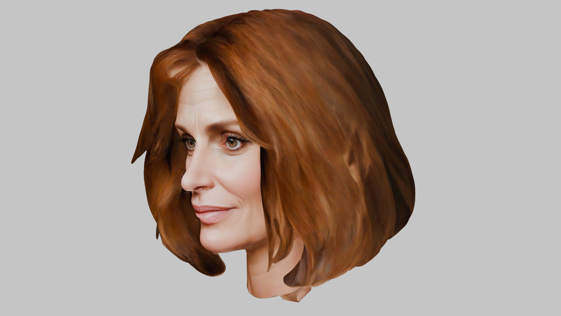 realistic female portrait head bust Low-poly 3D model_23