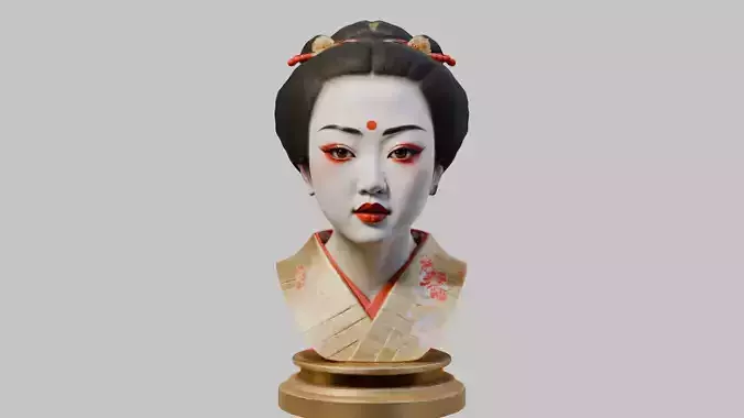 Geisha Female Asian Head Bust Girl Low-poly 3D model Geisha Female Asian Head Bust Girl Low-poly 3D model
