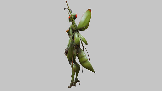 Big Insectoid Humanoid Mantis Low-poly 3D model 4