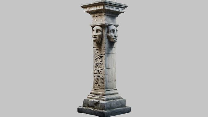 Ancient stone pillar Low-poly 3D model 7