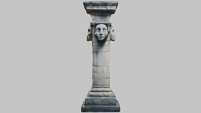 Ancient stone pillar Low-poly 3D model 5