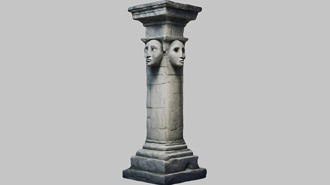 Ancient stone pillar Low-poly 3D model 3