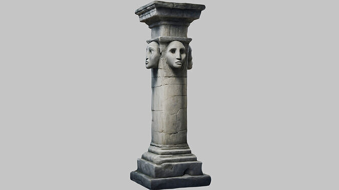 Ancient stone pillar Low-poly 3D model 2
