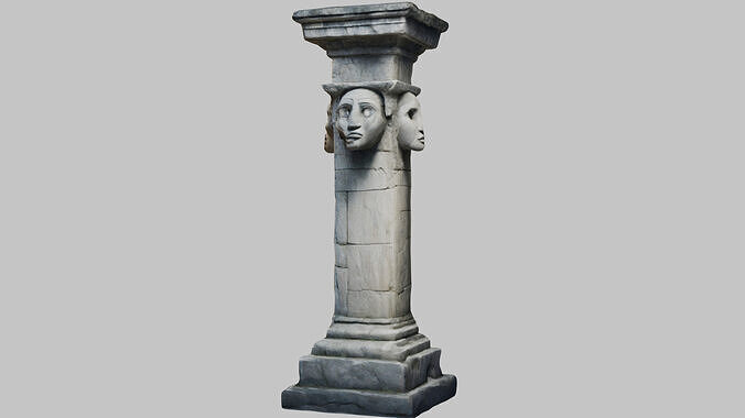Ancient stone pillar Low-poly 3D model 4