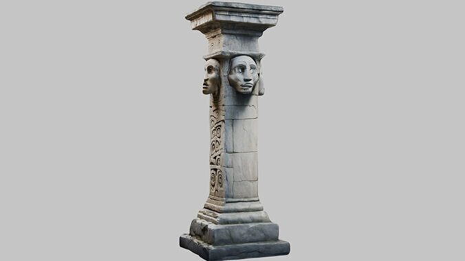 Ancient stone pillar Low-poly 3D model 6