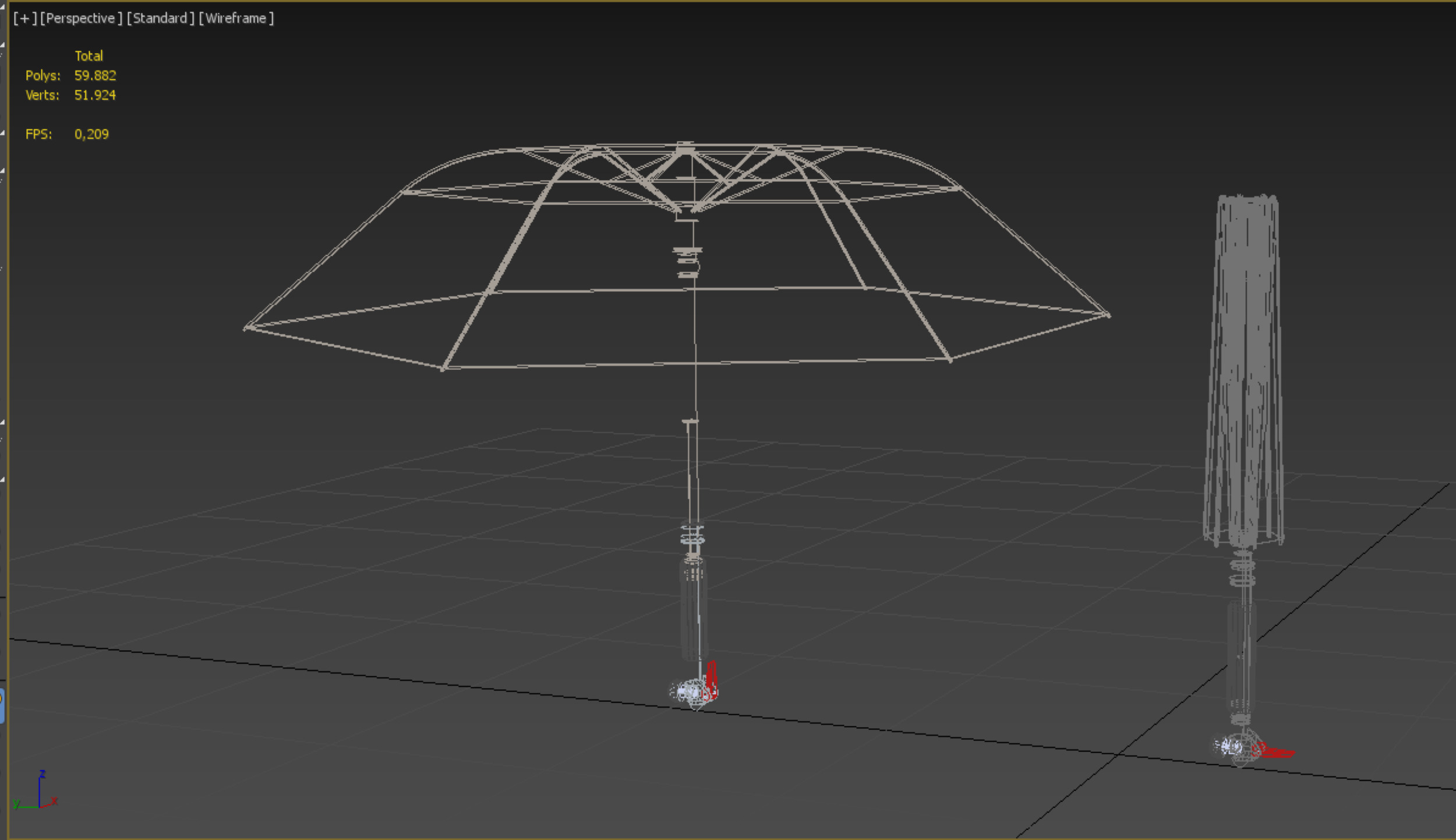 MULTIFUNCTION HANDLE AIR PUMP UMBRELLA INFLATOR BIKE PORTABLE 3D model_46