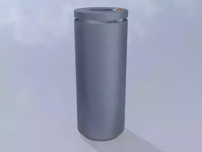 Round metal litter bin with ashtray gray 840x325