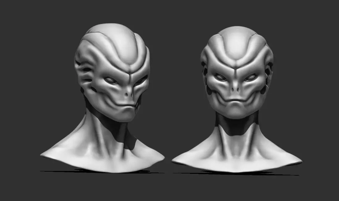 Alien Bust 9 - Detailed Alien Bust - 3D Model for Printing 3D print model