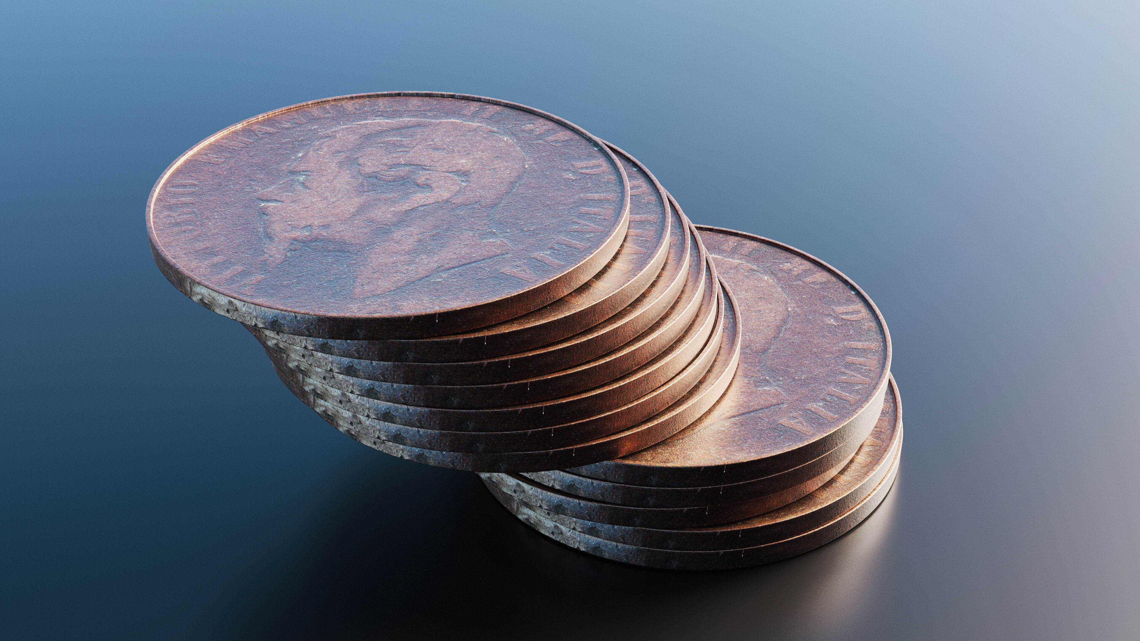 Italian Centesimi coin Low-poly 3D model_7