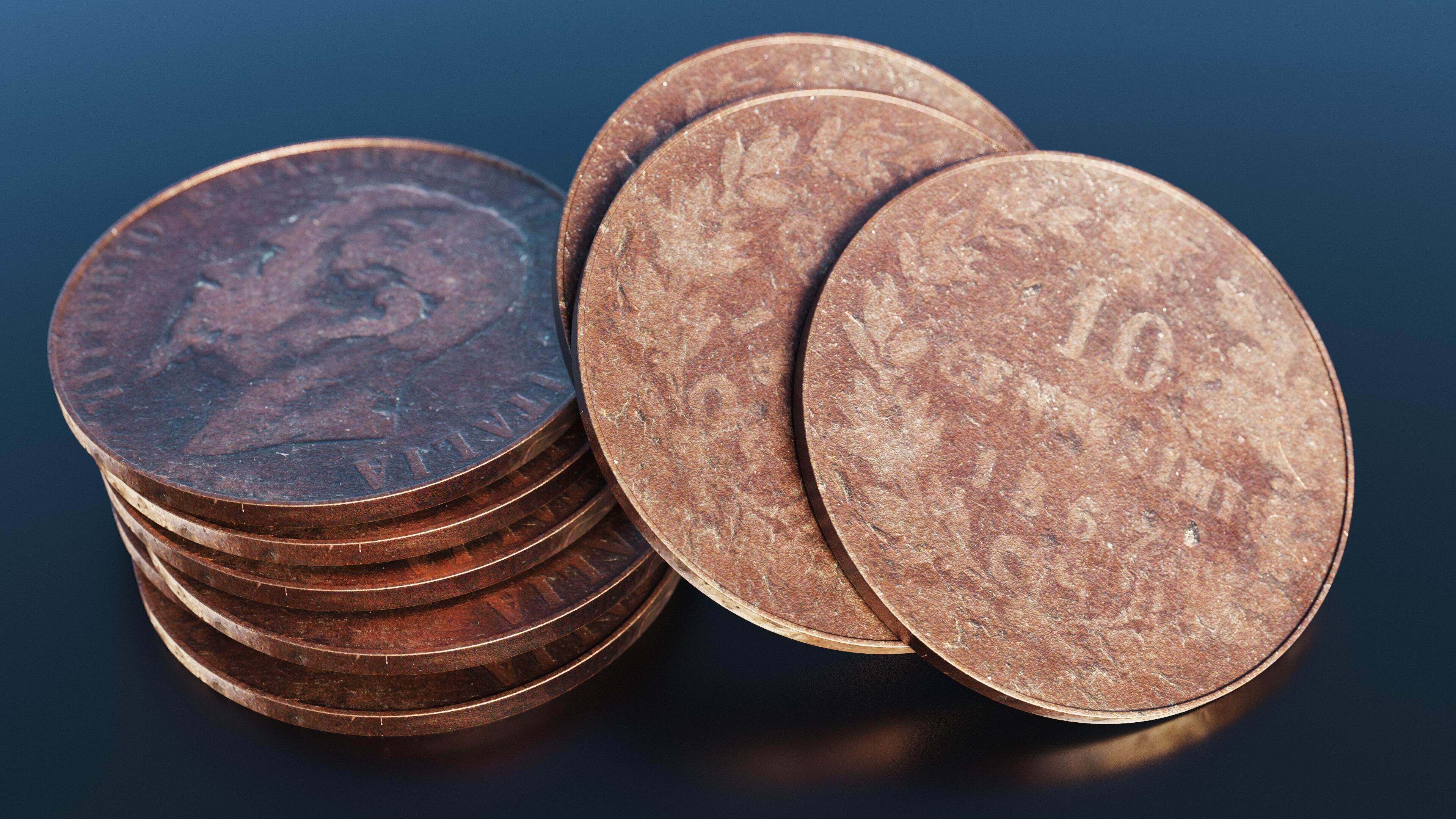 Italian Centesimi coin Low-poly 3D model_2