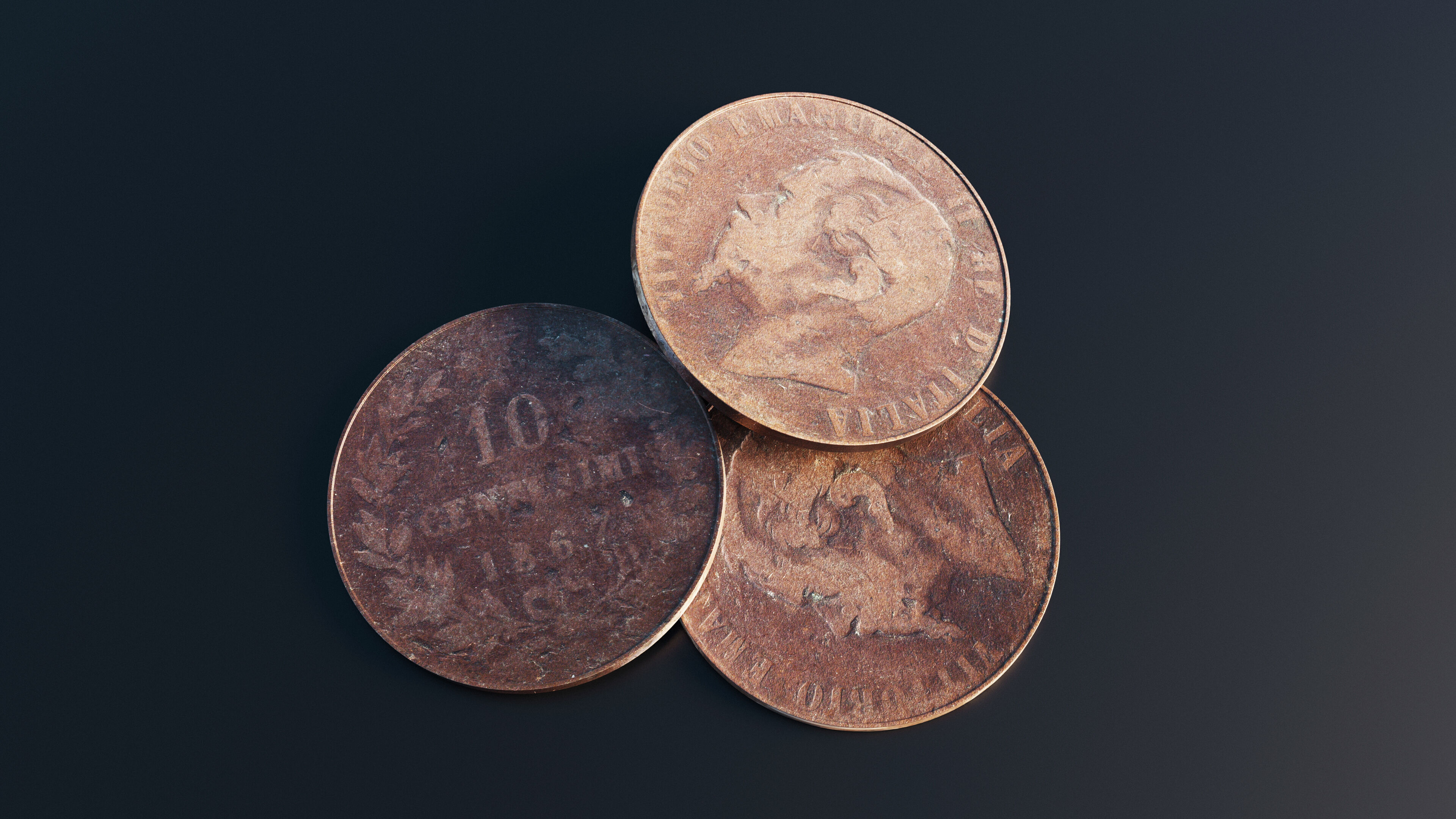 Italian Centesimi coin Low-poly 3D model_10