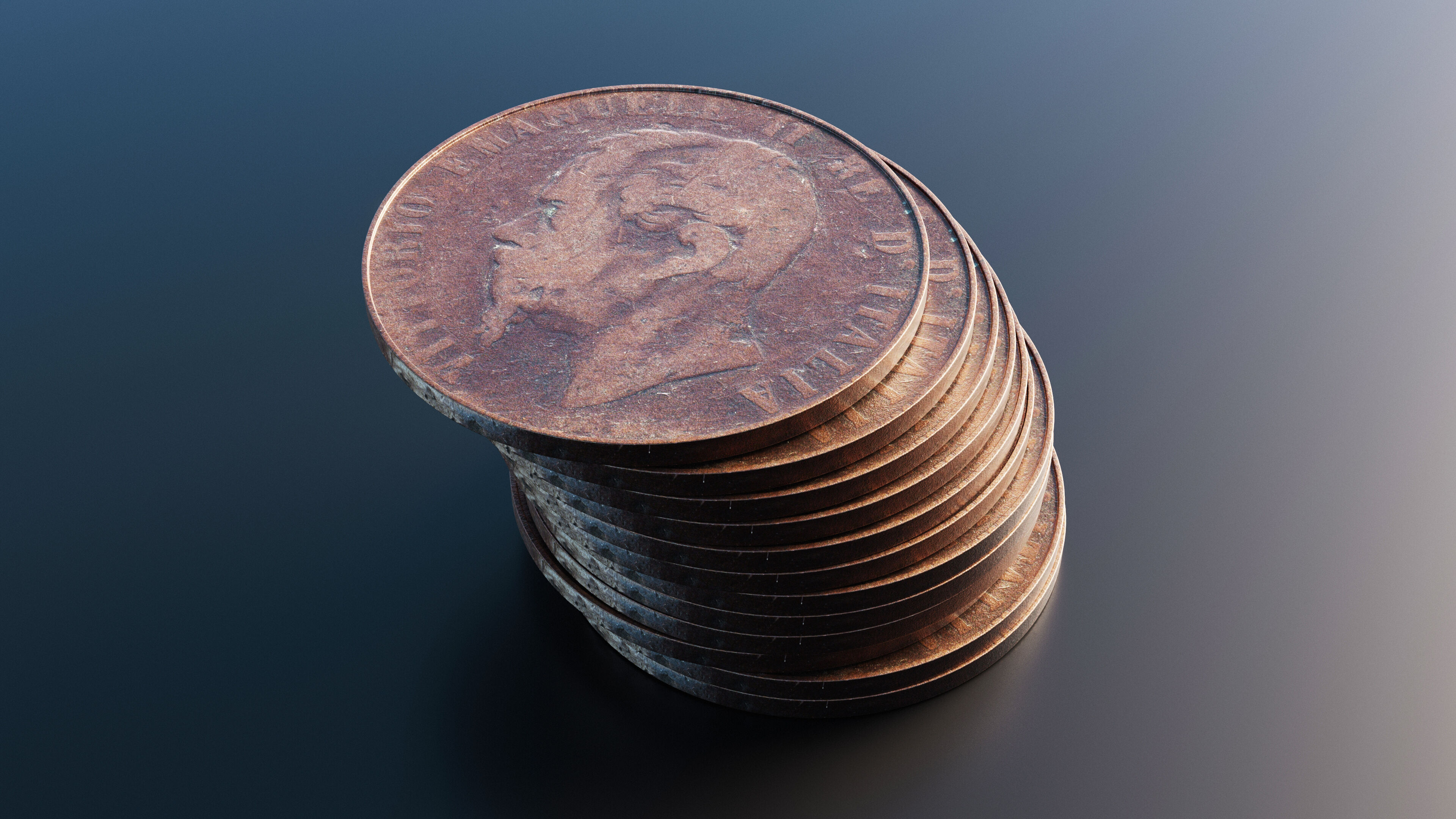 Italian Centesimi coin Low-poly 3D model_6