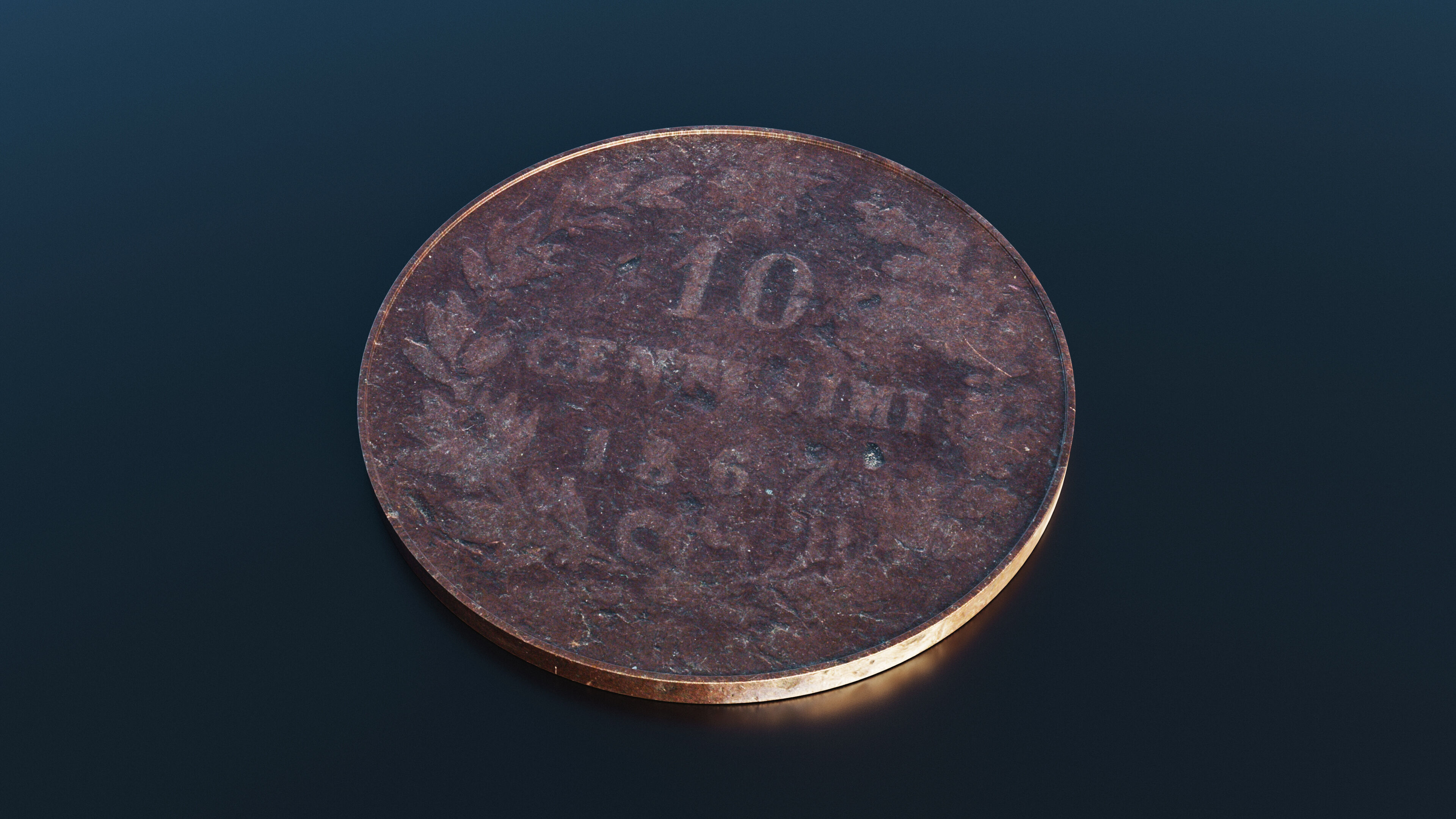 Italian Centesimi coin Low-poly 3D model_4