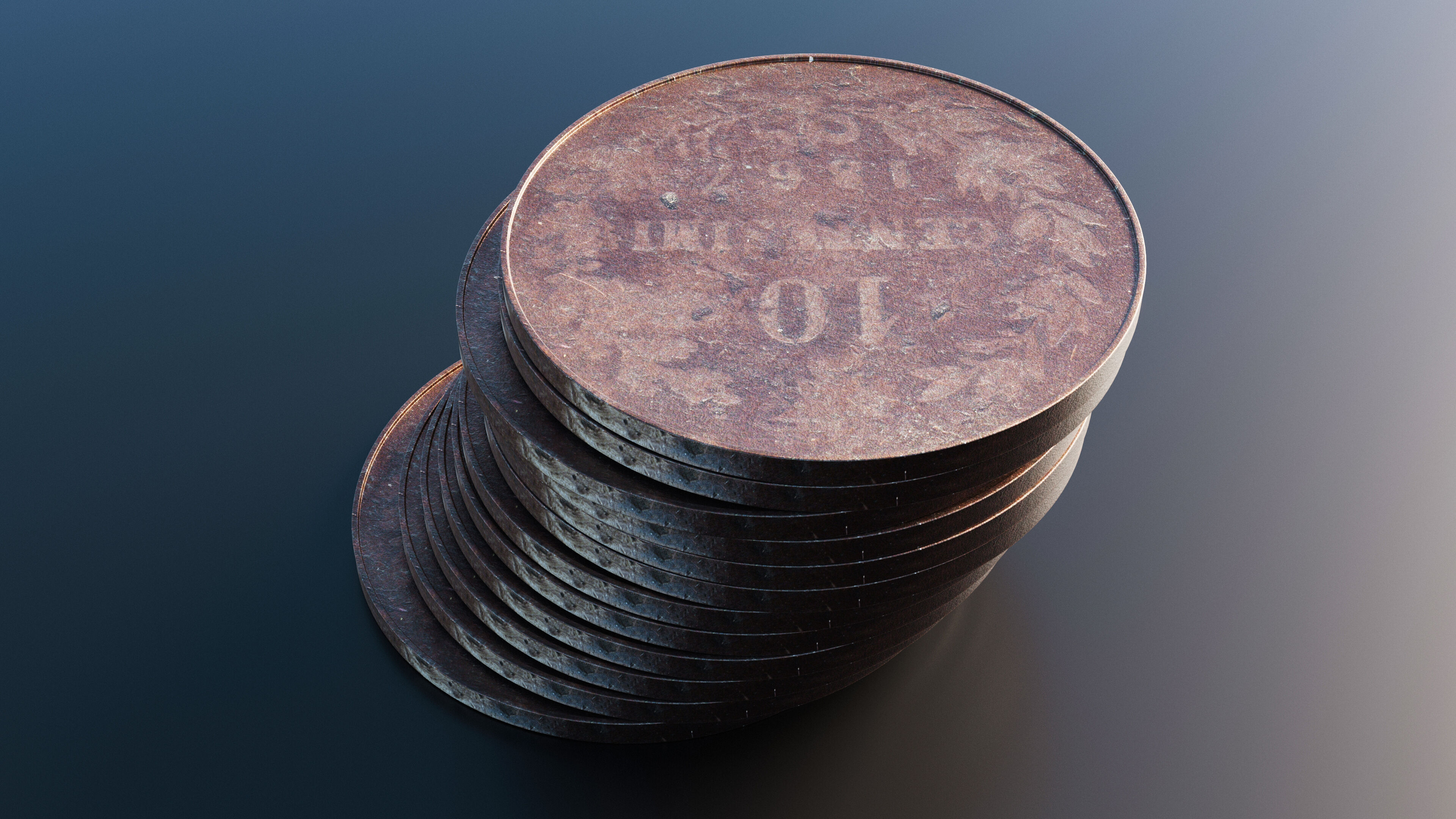 Italian Centesimi coin Low-poly 3D model_5