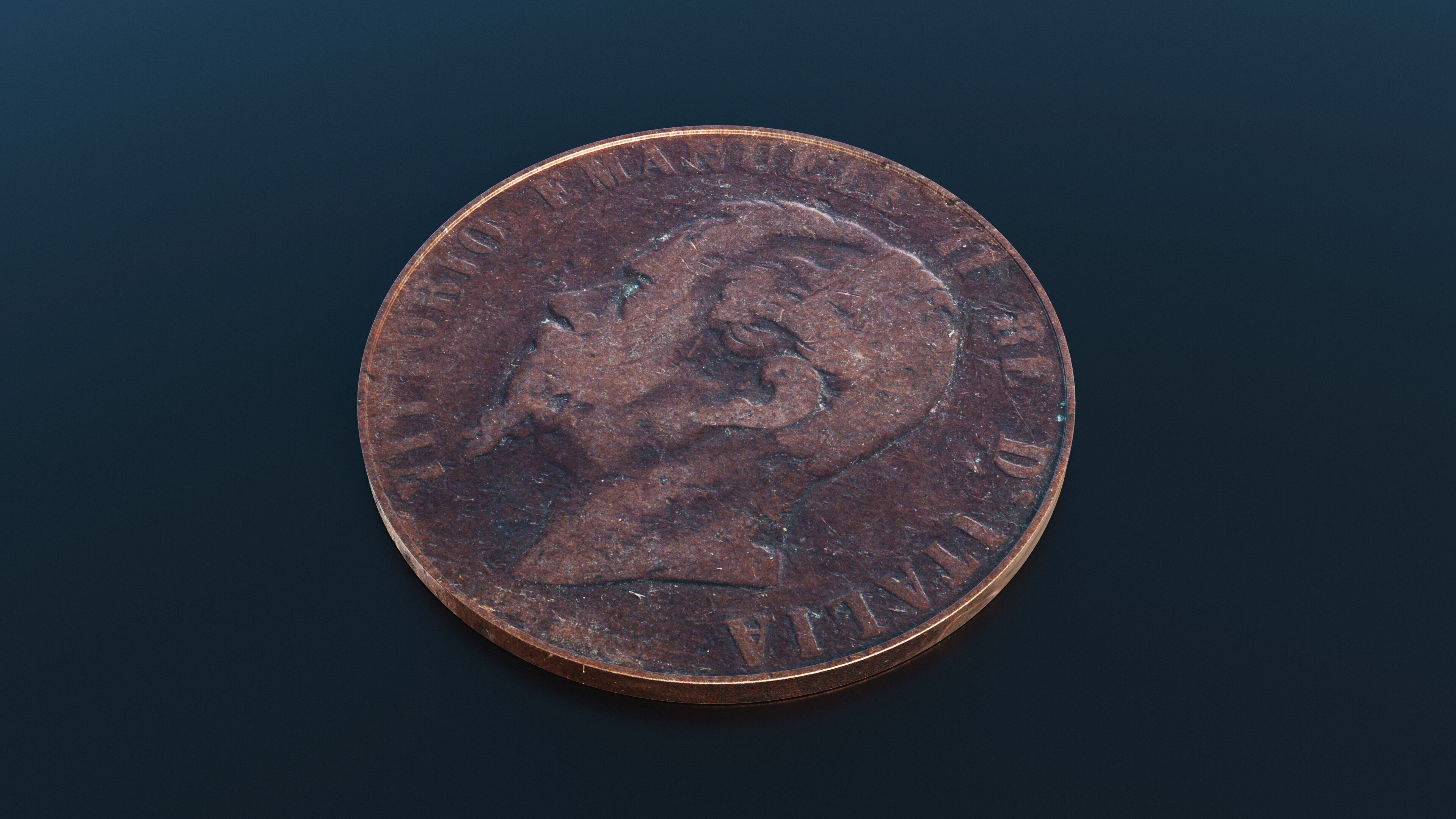 Italian Centesimi coin Low-poly 3D model_3