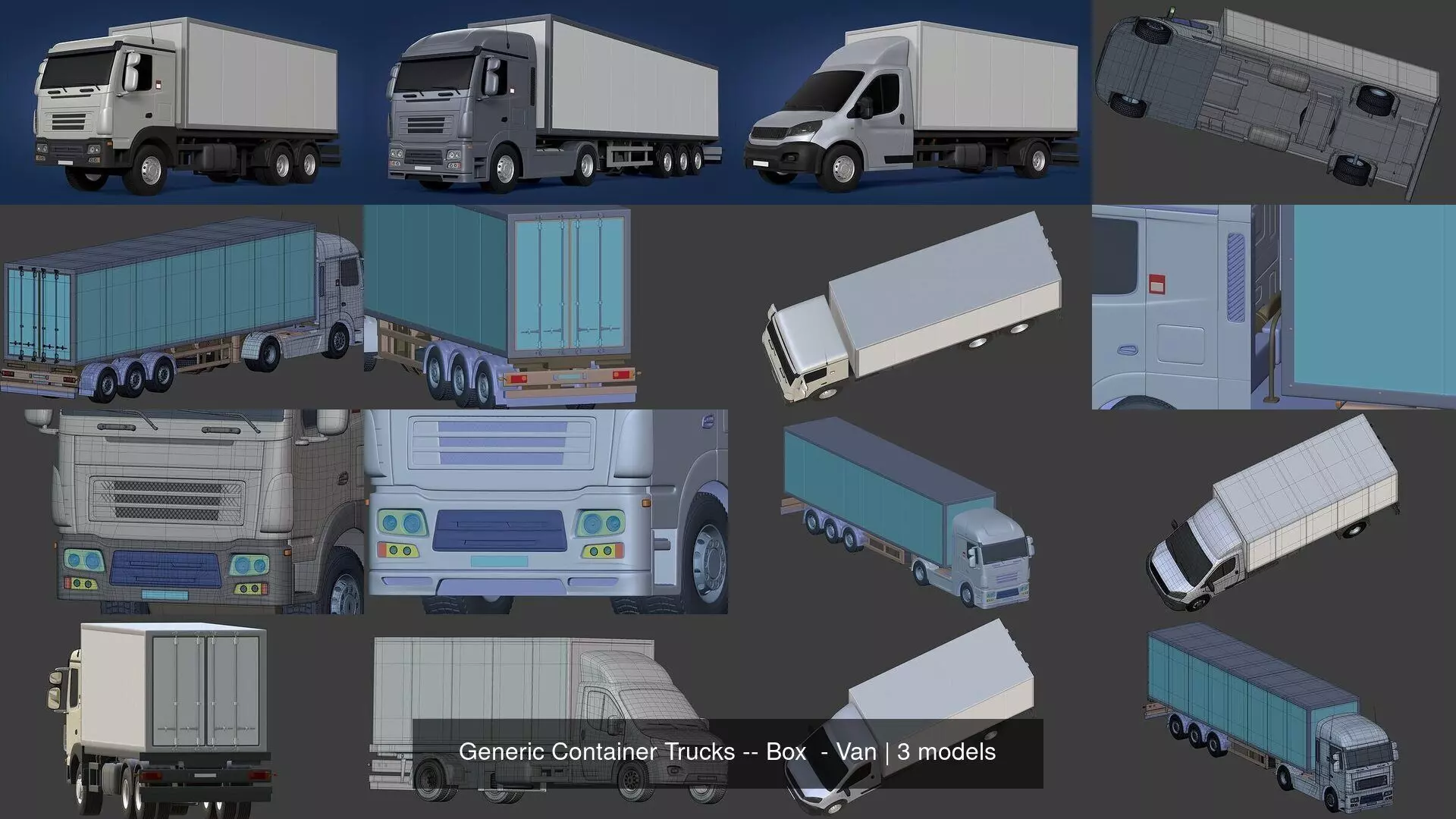 Generic Container Trucks -- Box  - Van 3D Model Collection_0