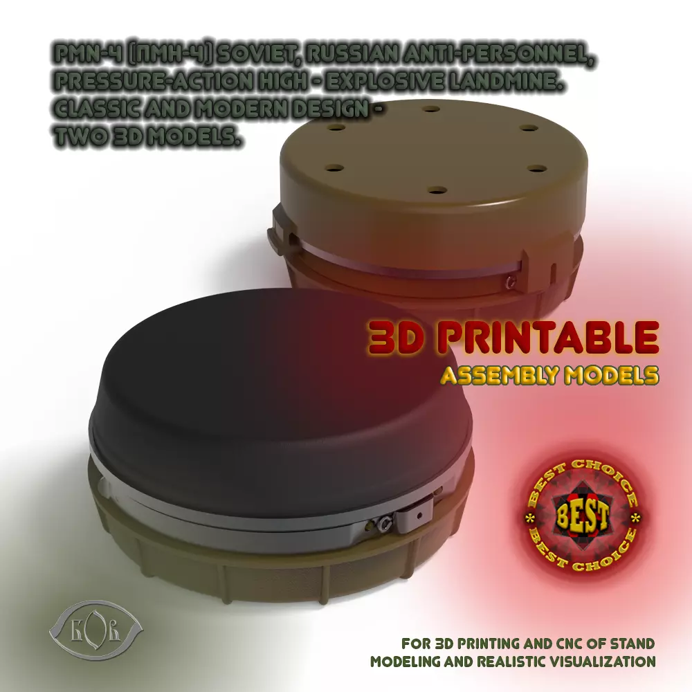 PMN 4  Russian Anti personnel Landmine 3Dprinable moulage 3D model_0