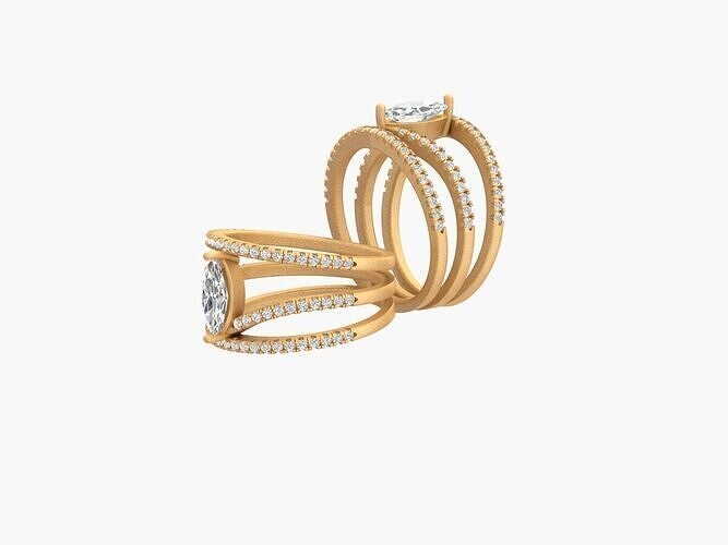 Ladies Diamond Ring - Engagement  Diamond Ring -  3D print model