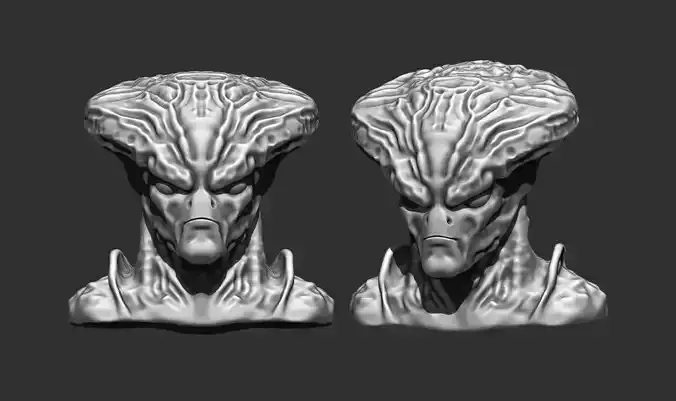 Alien Bust 11 -STL File for 3D Printer - Sci-Fi Decor 3D print model