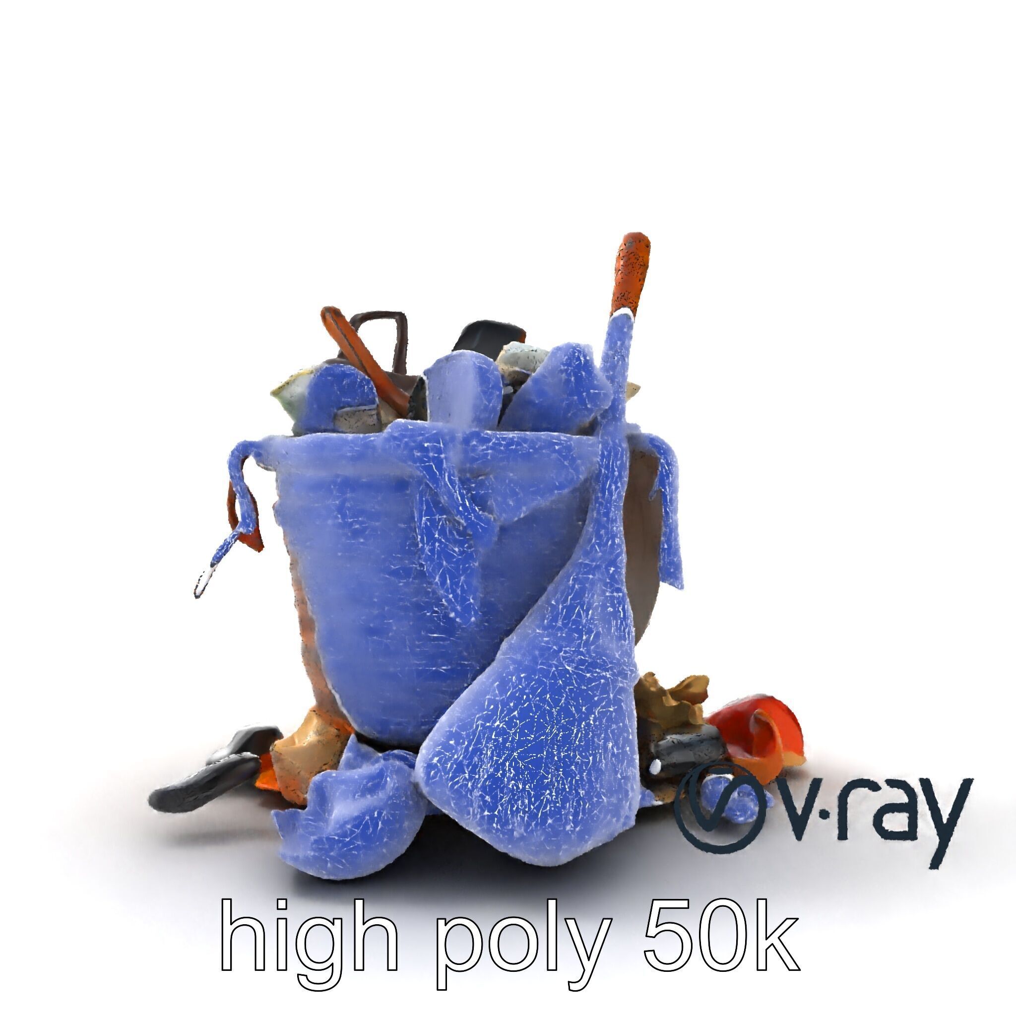 Rustic Basket and Litter Debris Model Pack Low-poly 3D model_22