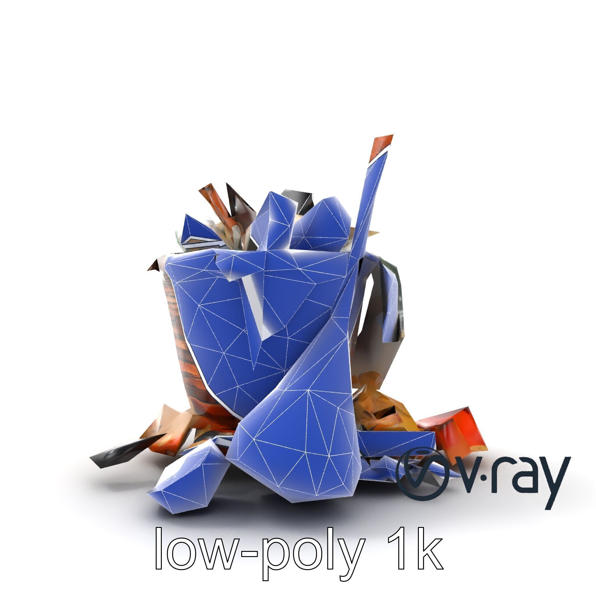 Rustic Basket and Litter Debris Model Pack Low-poly 3D model_10