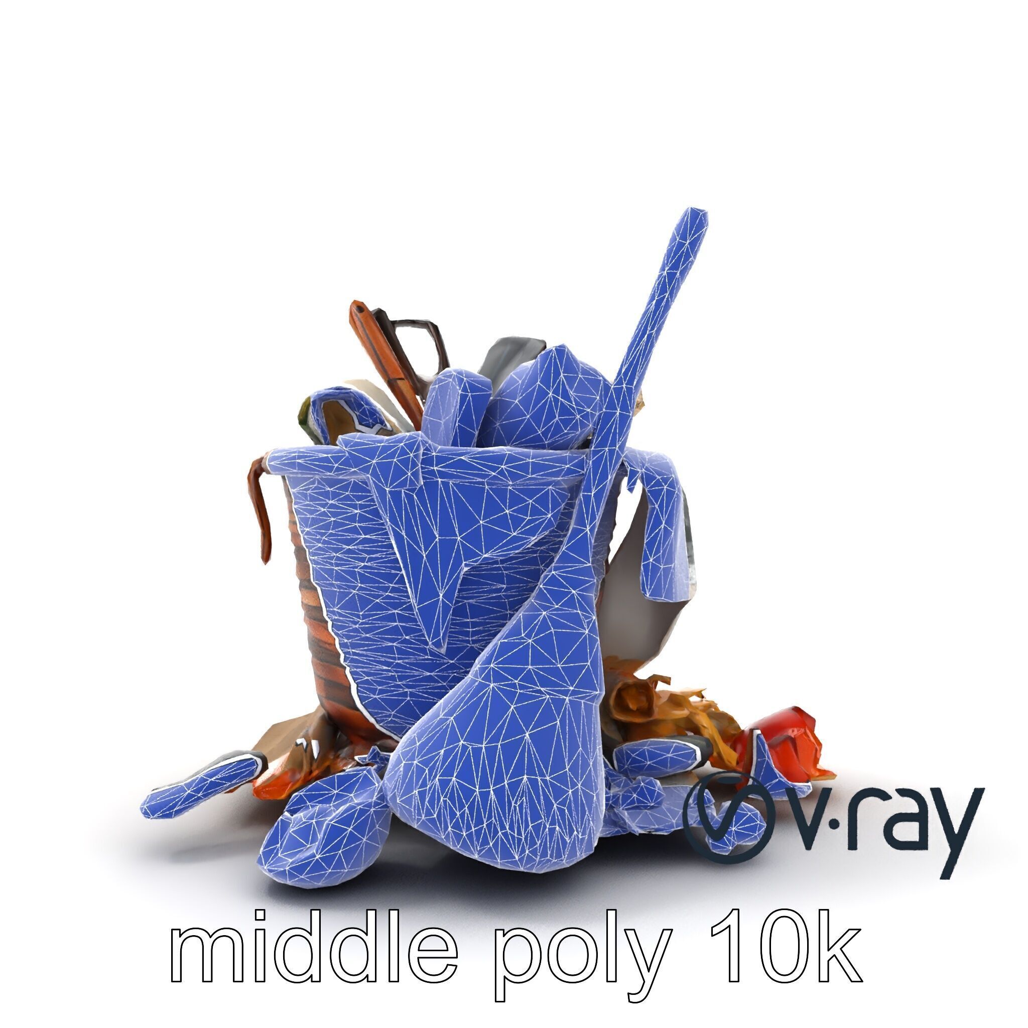 Rustic Basket and Litter Debris Model Pack Low-poly 3D model_28