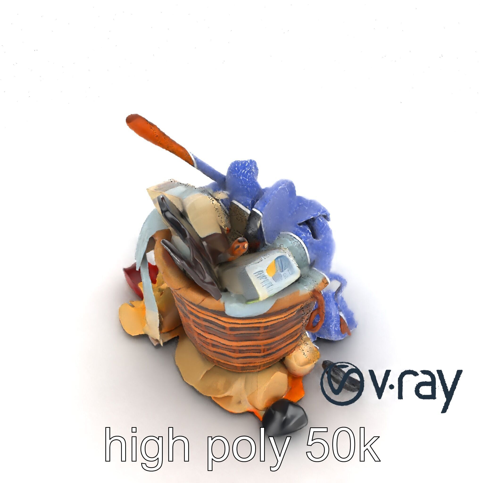 Rustic Basket and Litter Debris Model Pack Low-poly 3D model_13