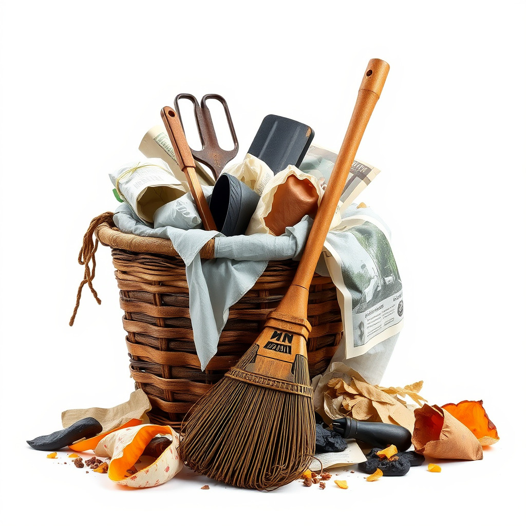 Rustic Basket and Litter Debris Model Pack Low-poly 3D model_3