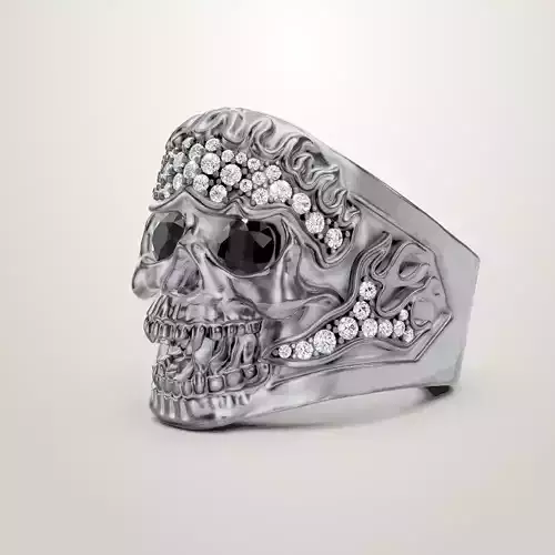 Skull Rings Stainless Steel Rock Punk Biker Bands Crystal Head