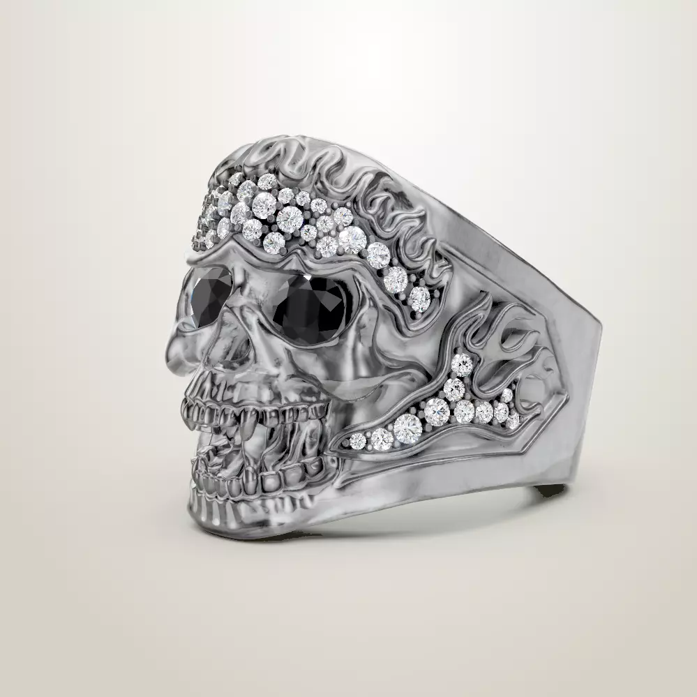 Skull Rings Stainless Steel Rock Punk Biker Bands Crystal Head 3D print model
