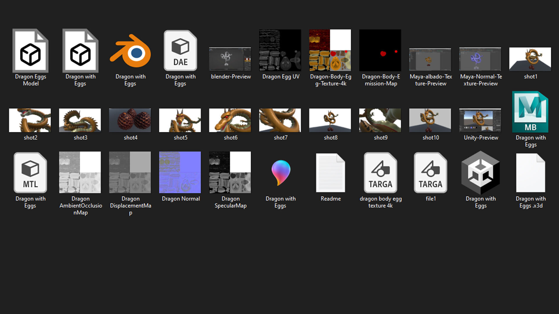 Fantasy Dragon Eggs 3D Models with PBR Textures Low-poly 3D model_6
