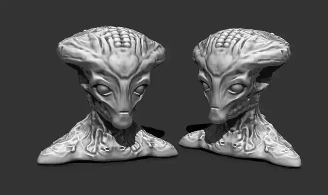 Alien Bust 12 - STL File for 3D Printing - Geeky Home Decor