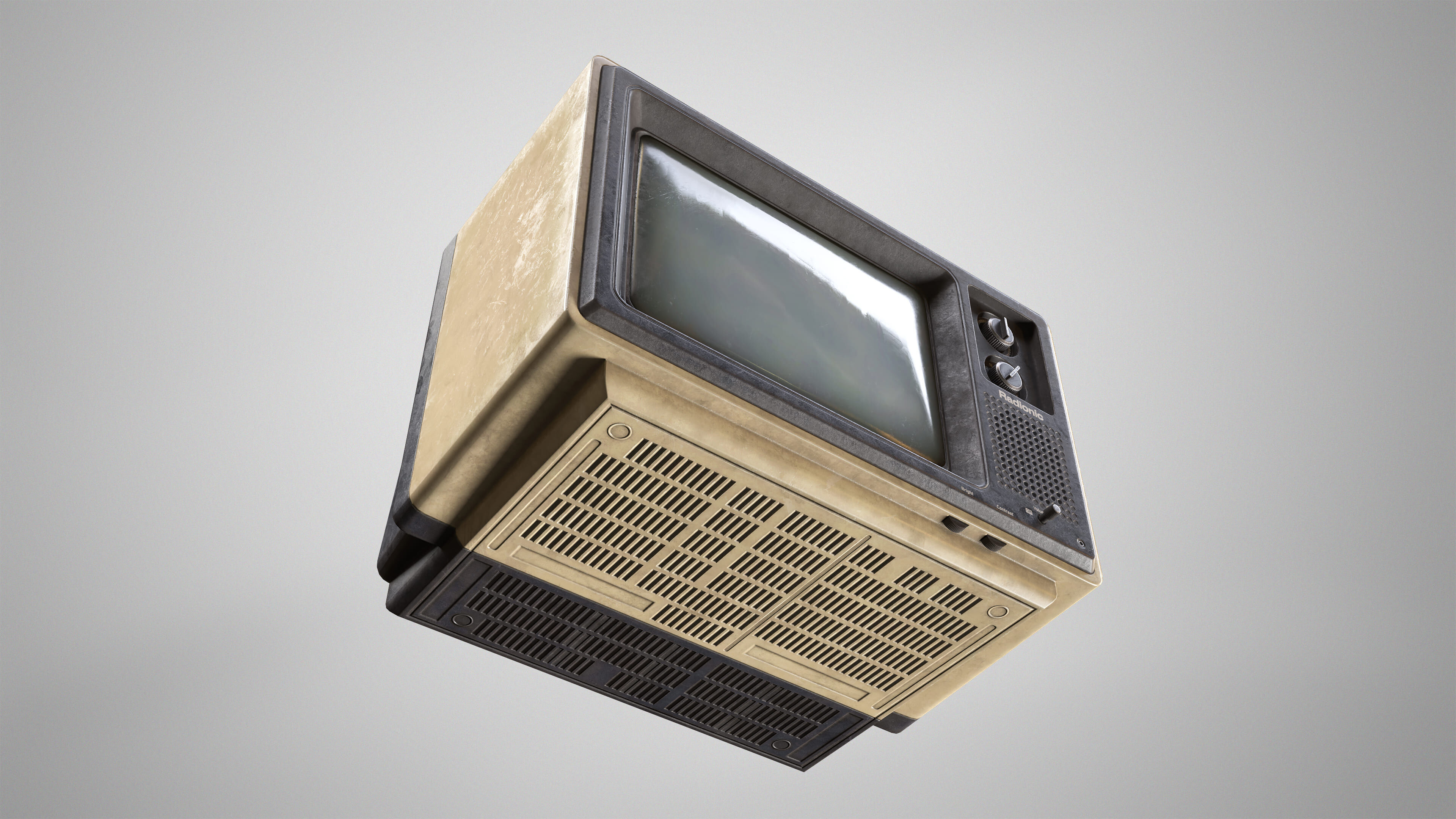 Vintage TV - Retro CRT Television Gameready AAA Low-poly 3D model_11