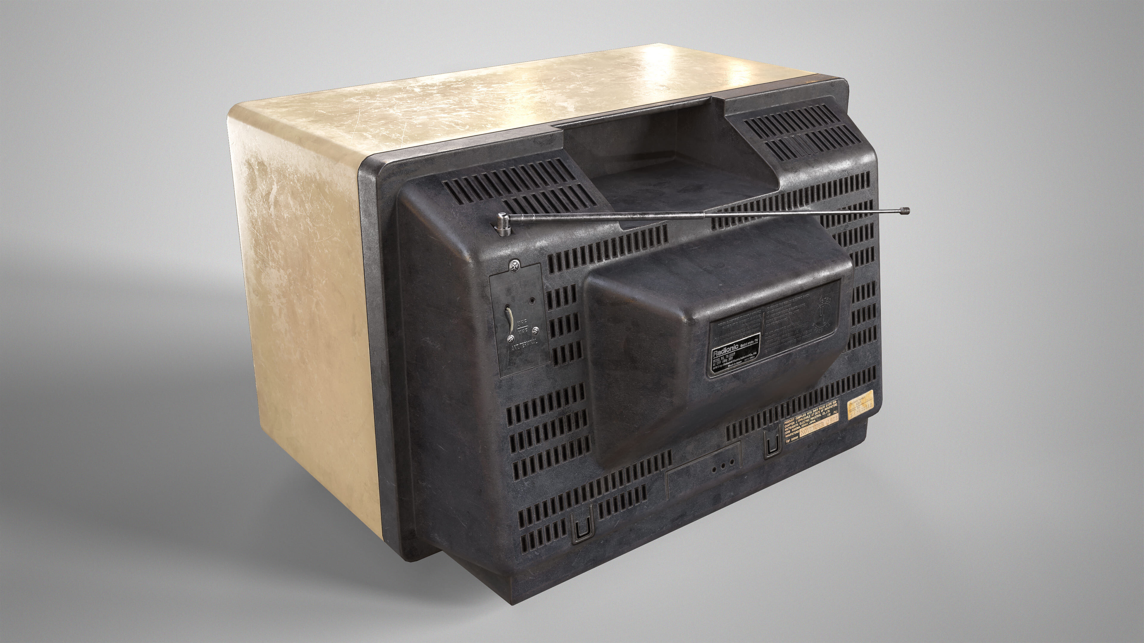 Vintage TV - Retro CRT Television Gameready AAA Low-poly 3D model_9