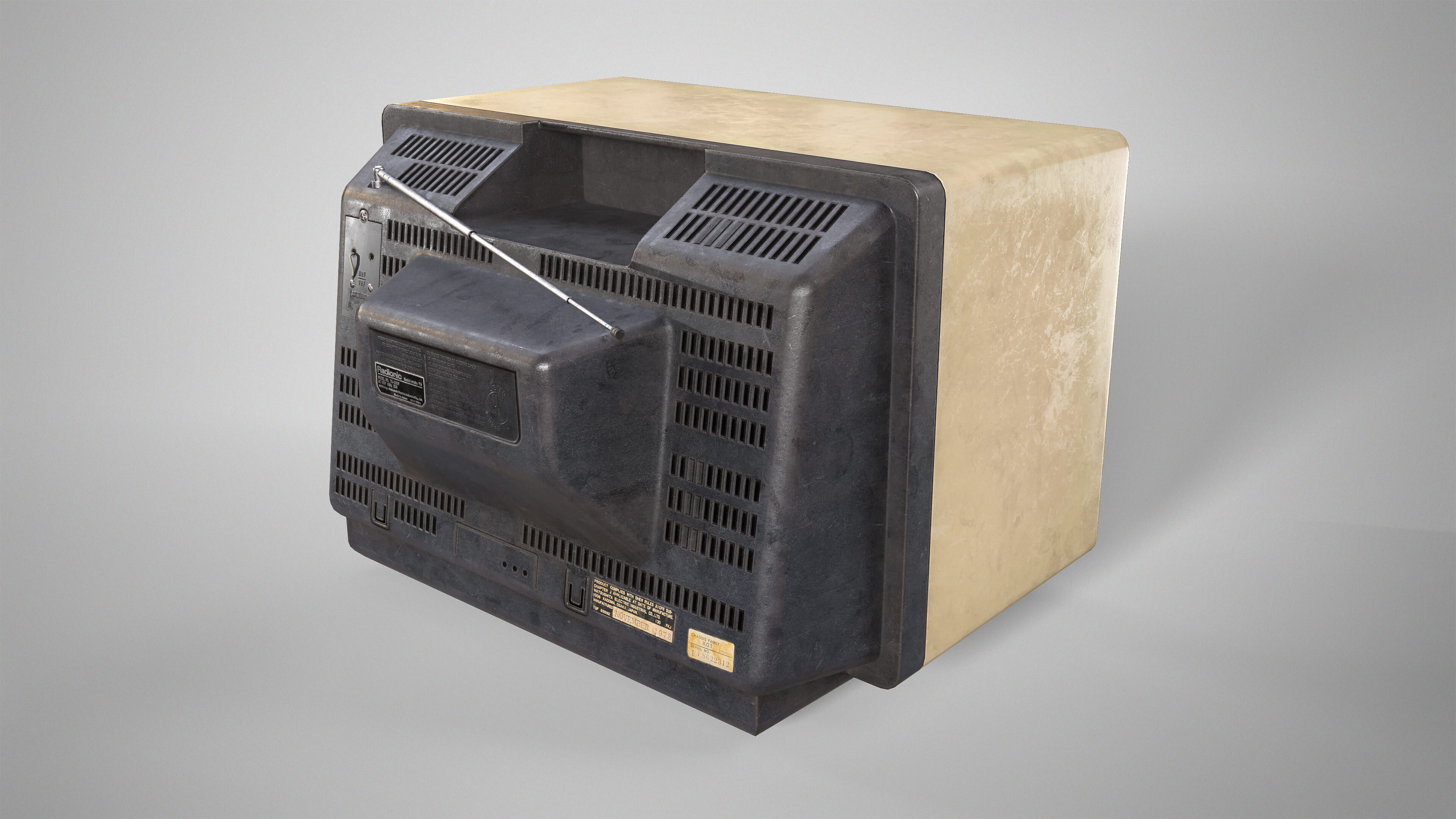 Vintage TV - Retro CRT Television Gameready AAA Low-poly 3D model_10