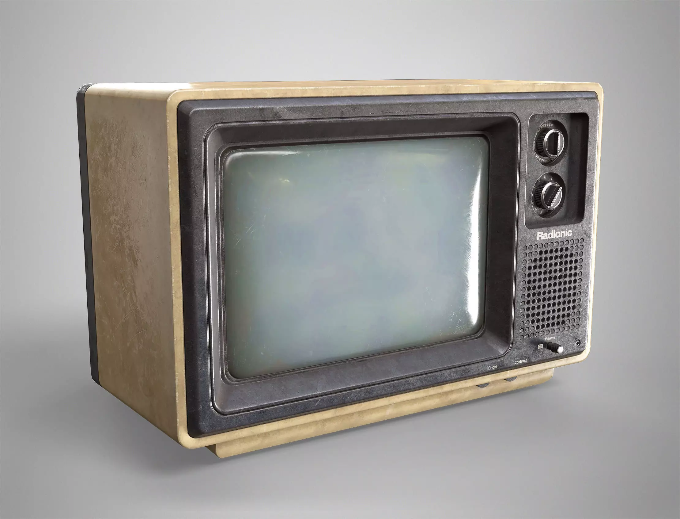 Vintage TV - Retro CRT Television Gameready AAA Low-poly 3D model_0
