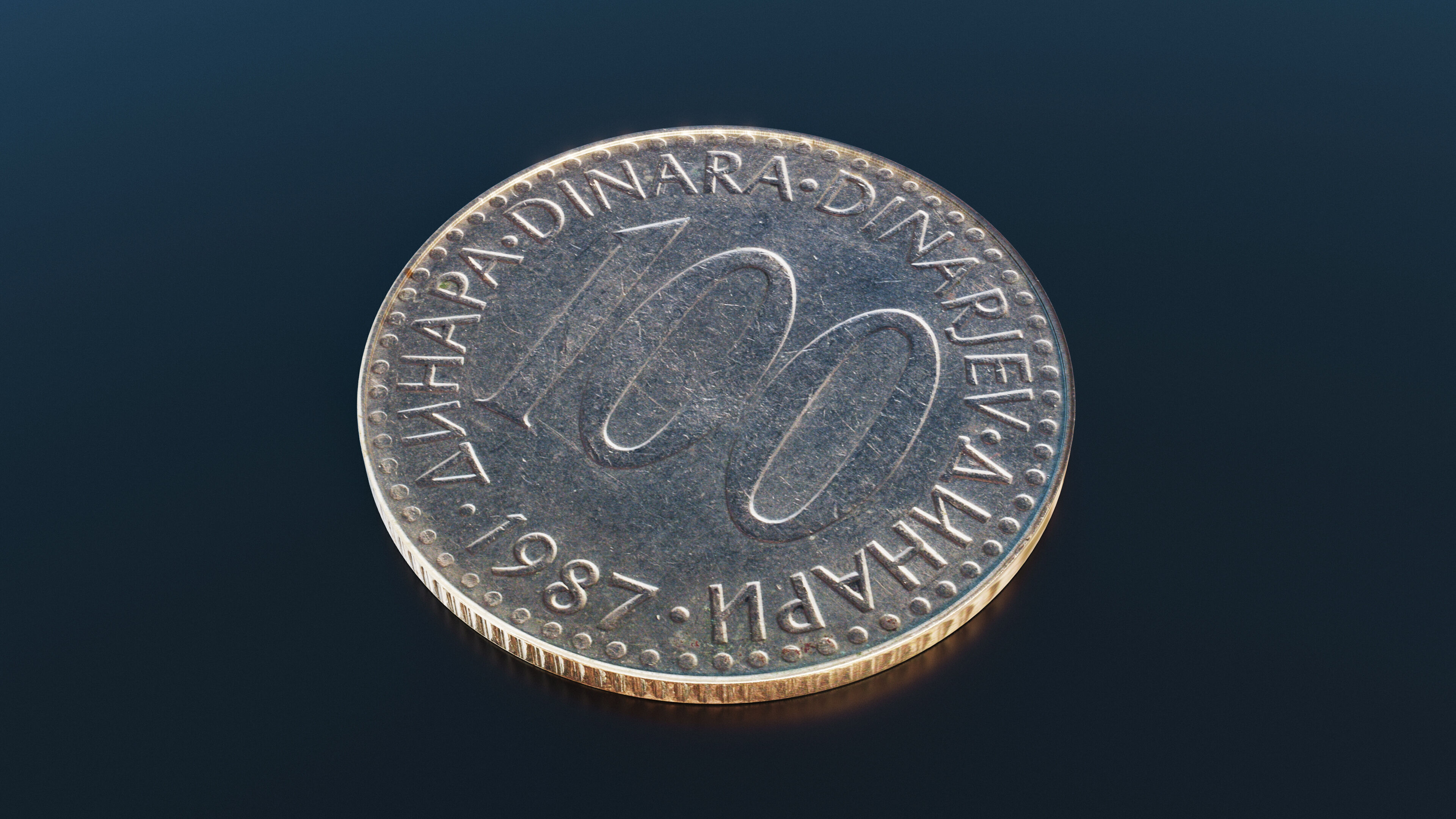 Yugoslav Dinara coin Low-poly 3D model_3