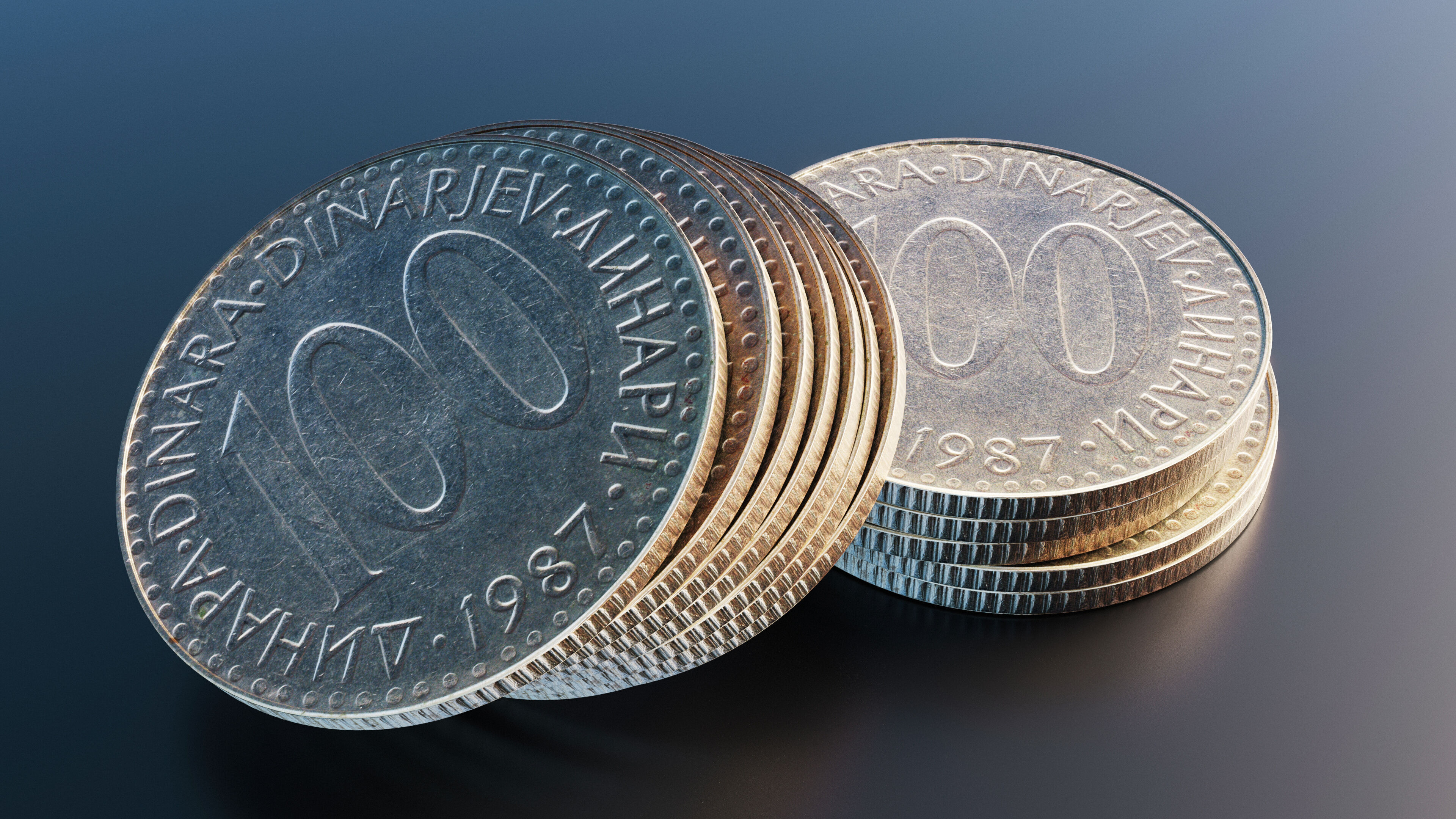 Yugoslav Dinara coin Low-poly 3D model_8
