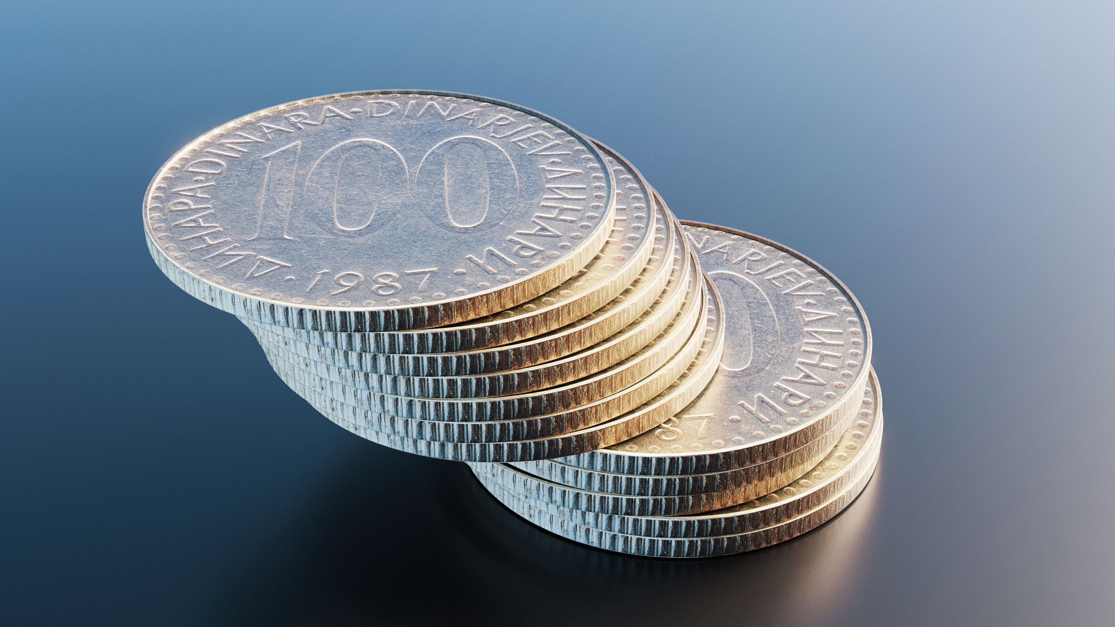 Yugoslav Dinara coin Low-poly 3D model_7