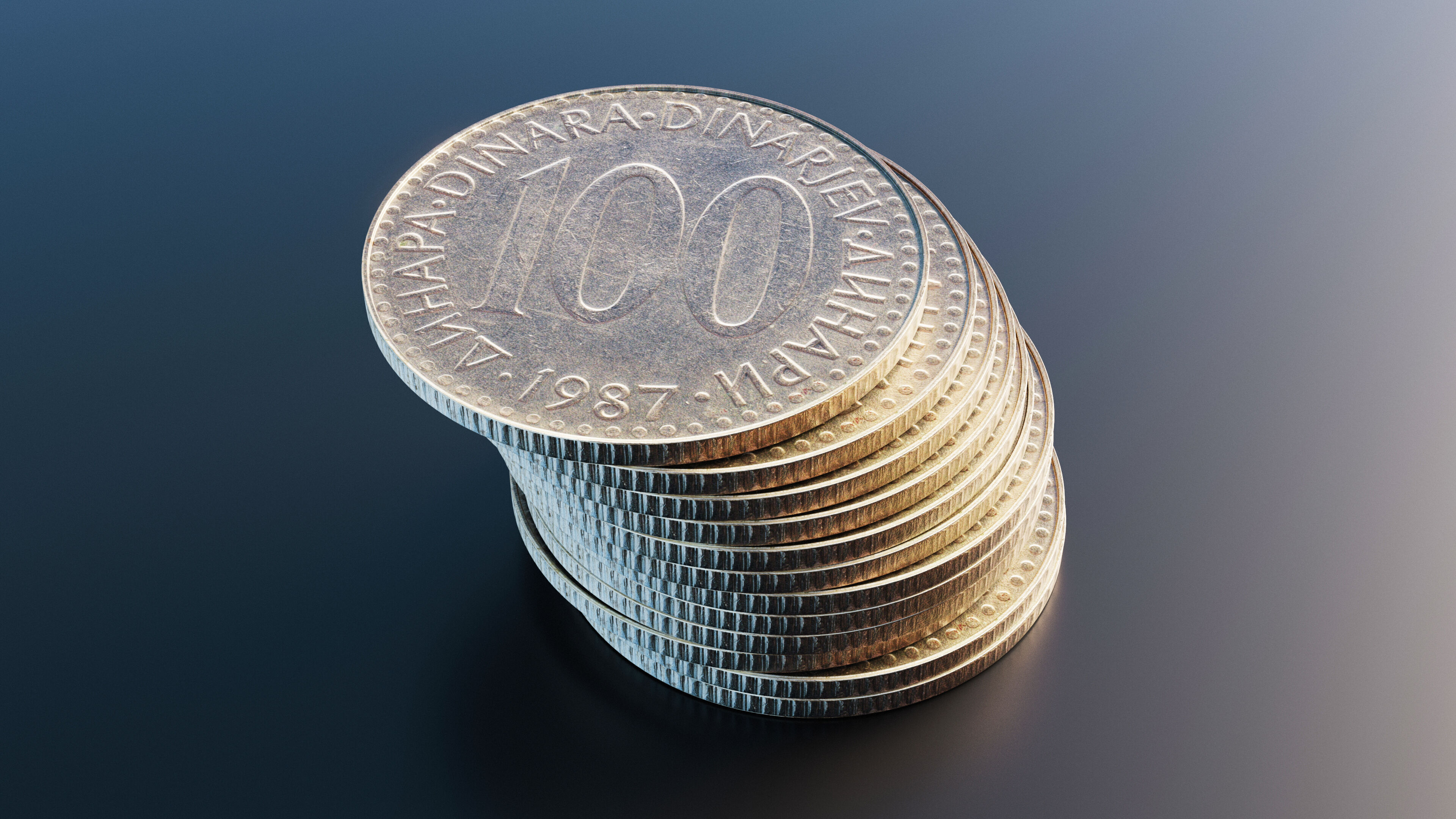 Yugoslav Dinara coin Low-poly 3D model_6