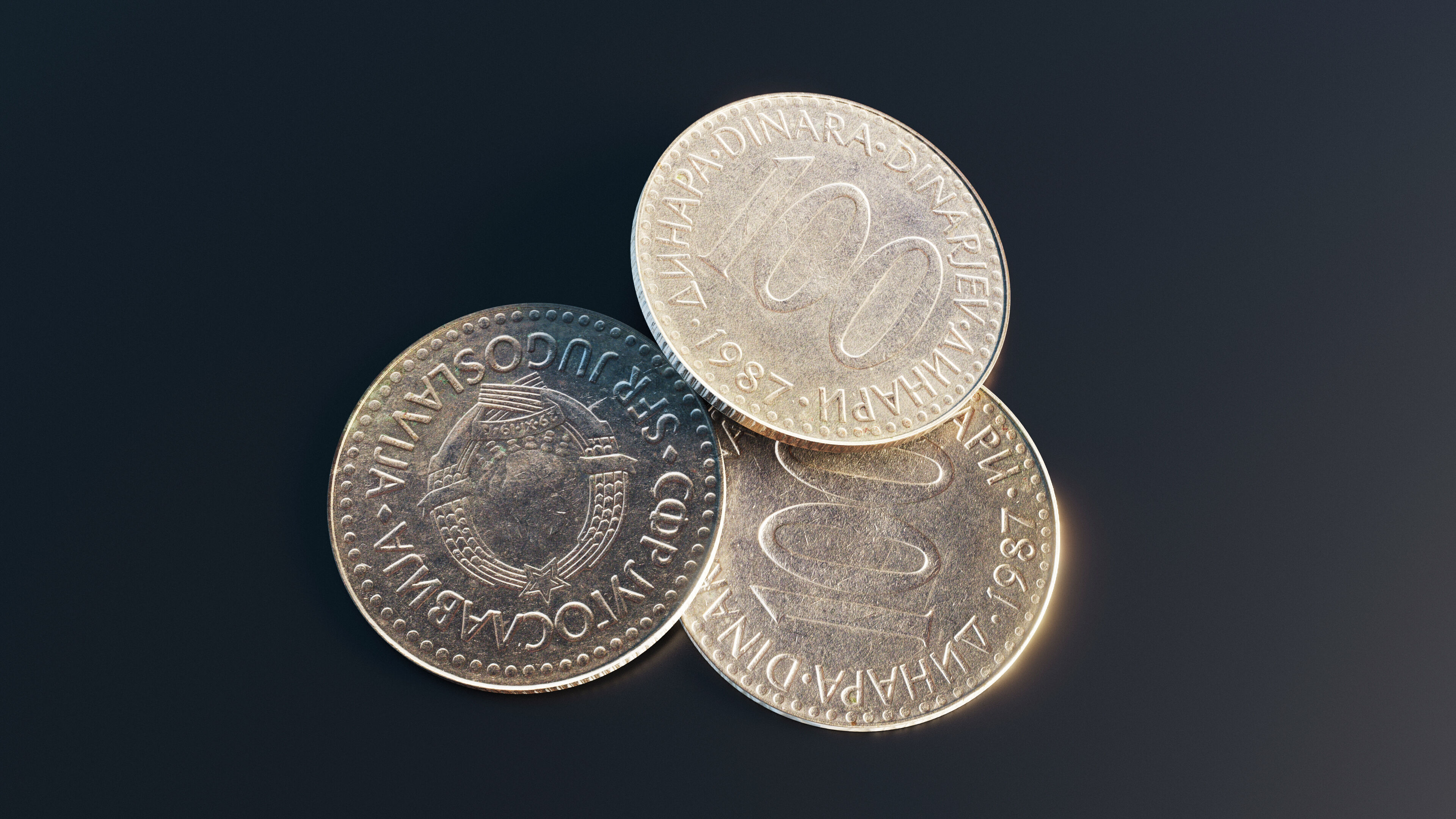 Yugoslav Dinara coin Low-poly 3D model_10