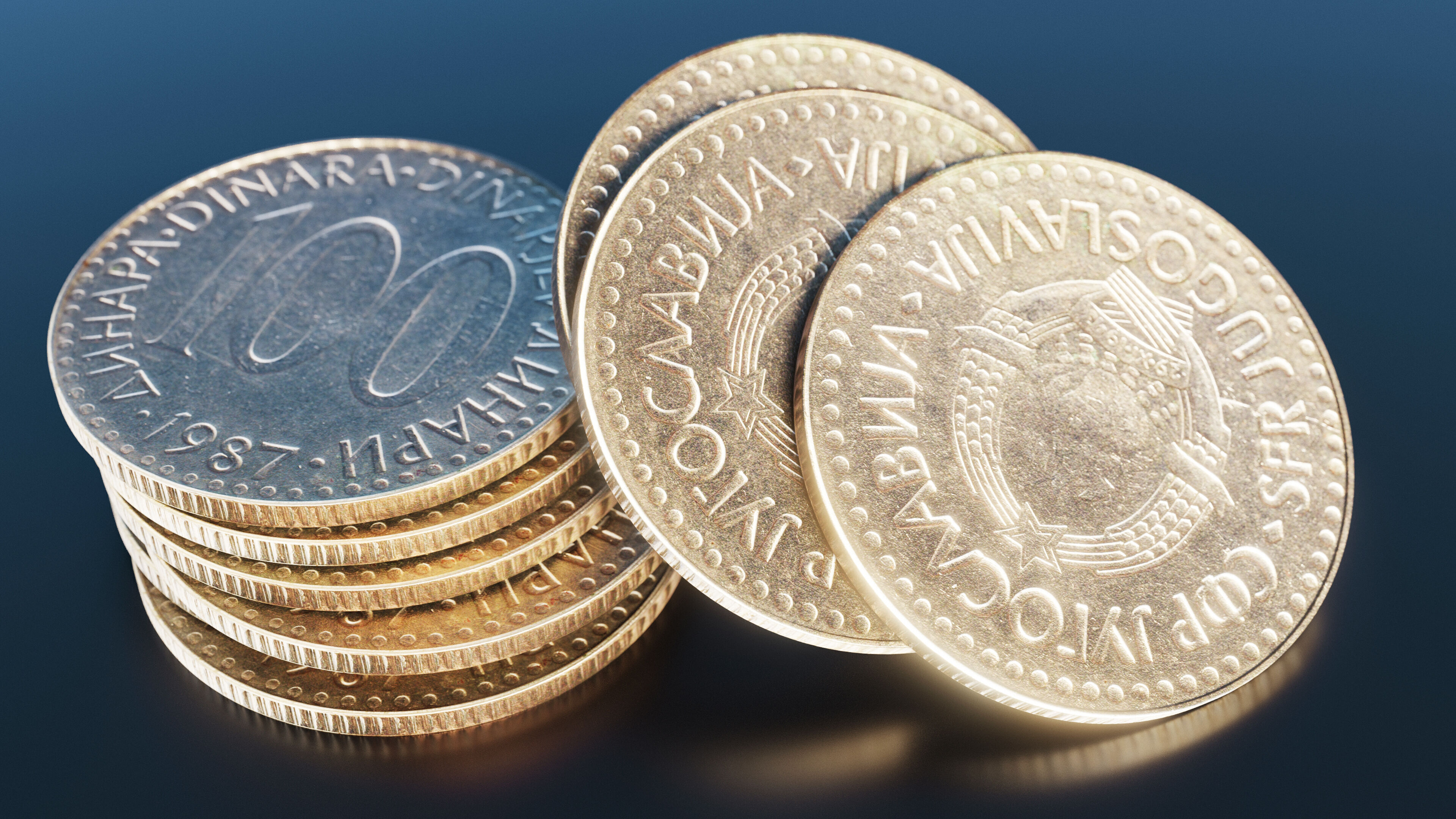 Yugoslav Dinara coin Low-poly 3D model_2