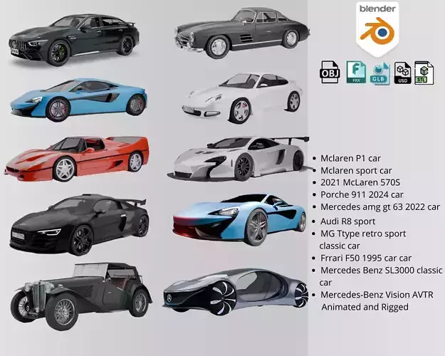 Ultimate 3D Car Hyper Realistic Sports Classic Luxury Vehicles 3D Model Collection