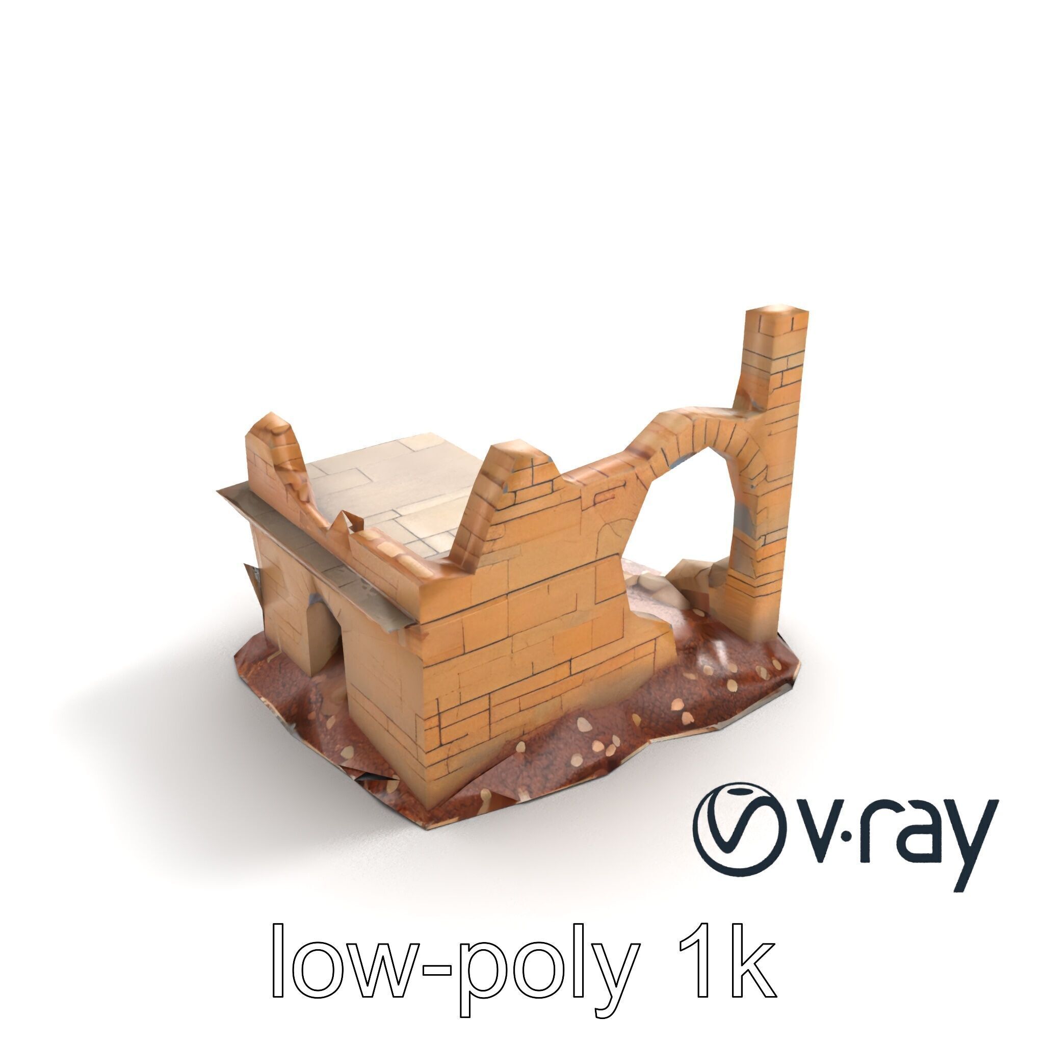 Shattered Cottage Ruins Environment model pack Low-poly 3D model_9